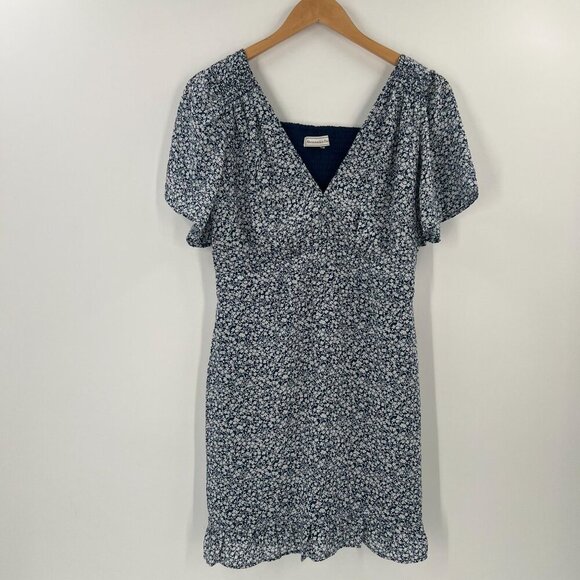 Abercrombie & Fitch Cottagecore M Blue White Floral Mini Dress Sweetheart V-Neck - Picture 10 of 10